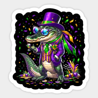 Mardigator Mardi Gras Alligator Costume Men Women Mardi Gras Sticker